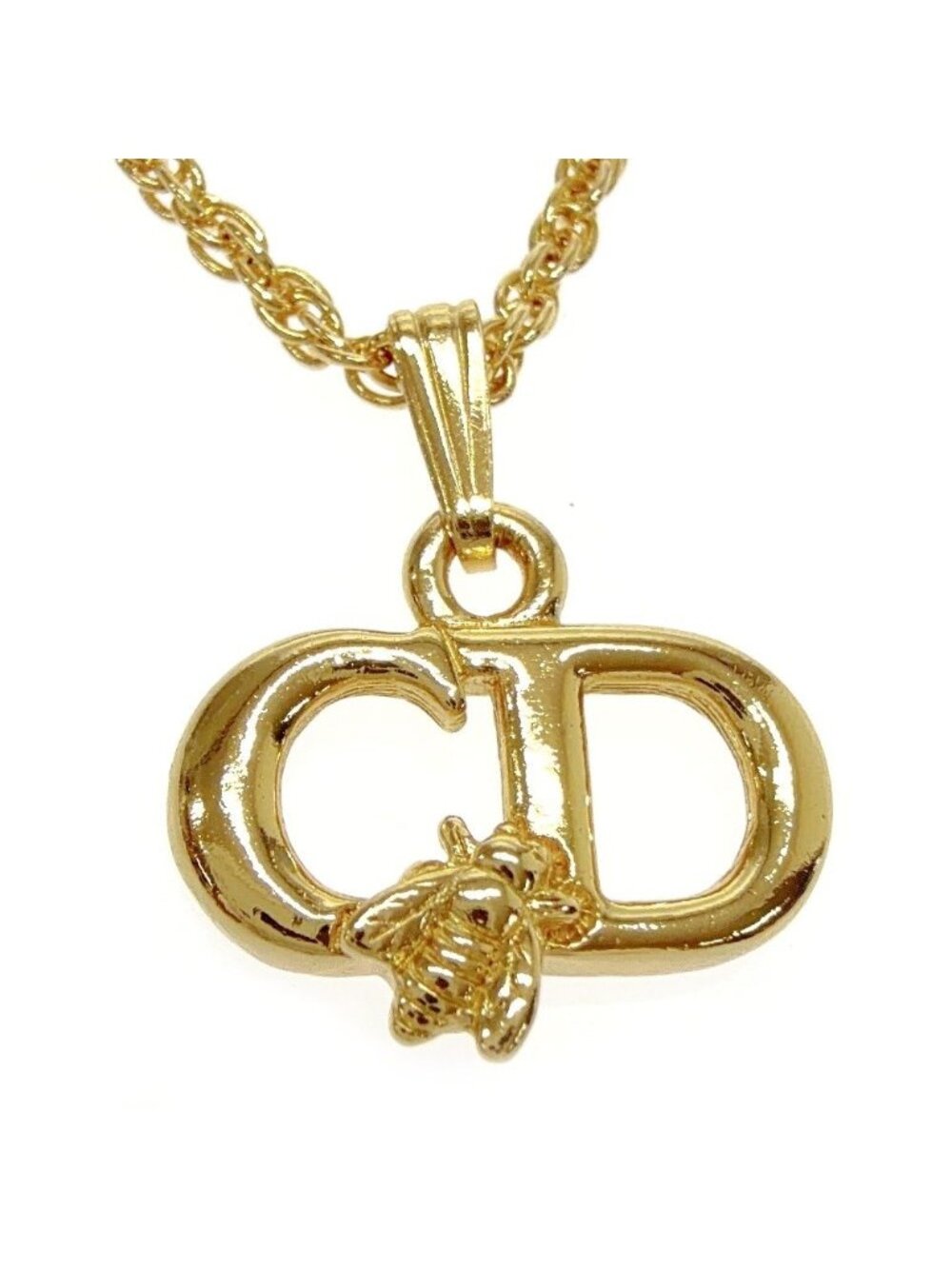 Dior CD Logo Bee Necklace Gold
